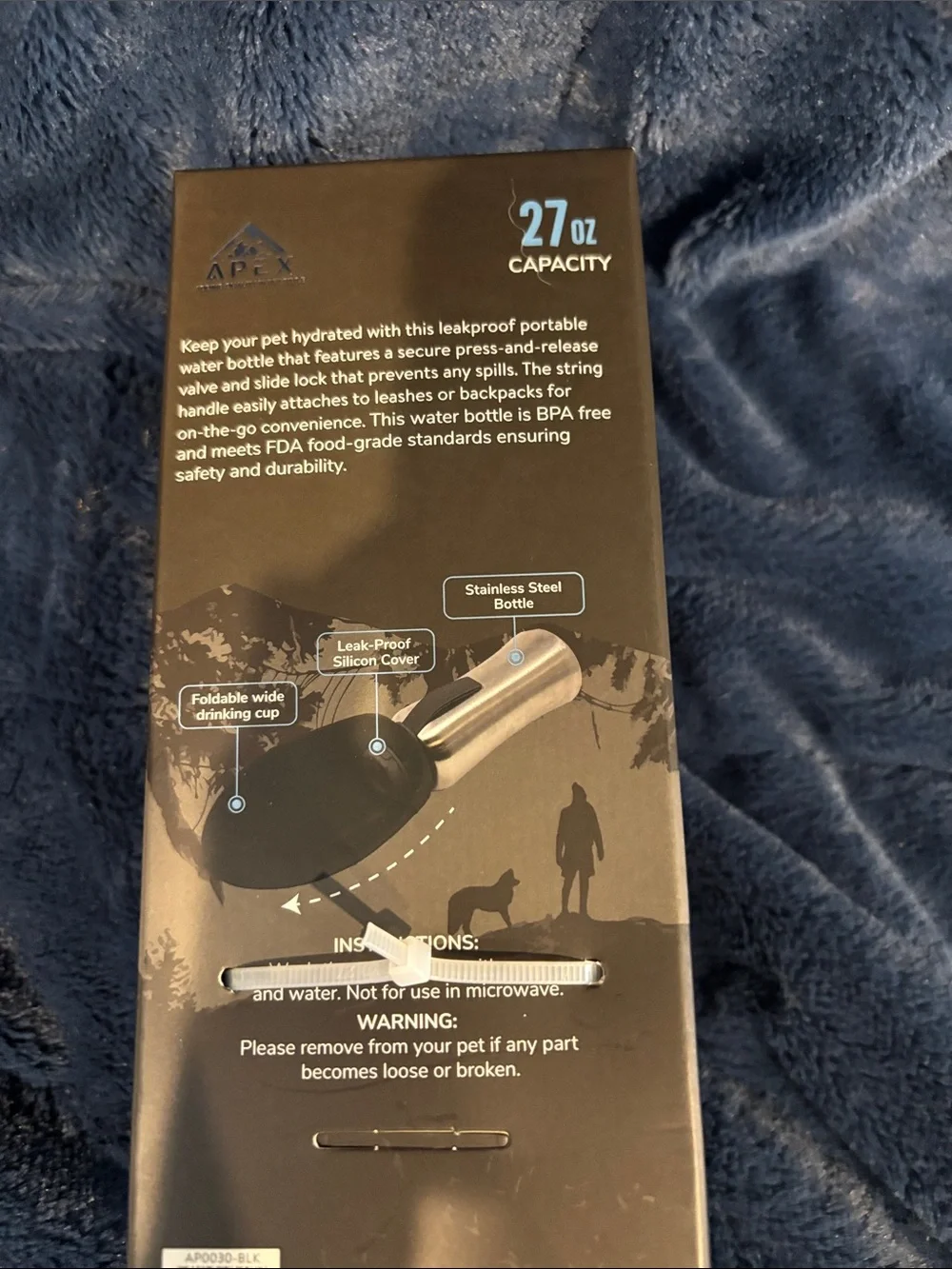 Apex Stainless Steel Pet Water Bottle Dog Travel Bottle 27 oz NWT